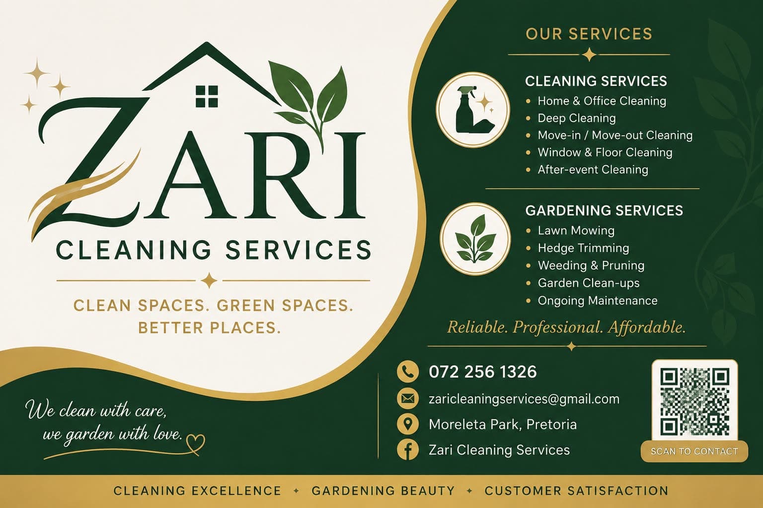 Zari Cleaning Services — cleaning and gardening in Moreleta Park